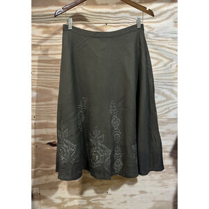 Coldwater Creek Midi Skirt Green Brown Size Medium Sequin Forest Fairy Granola
